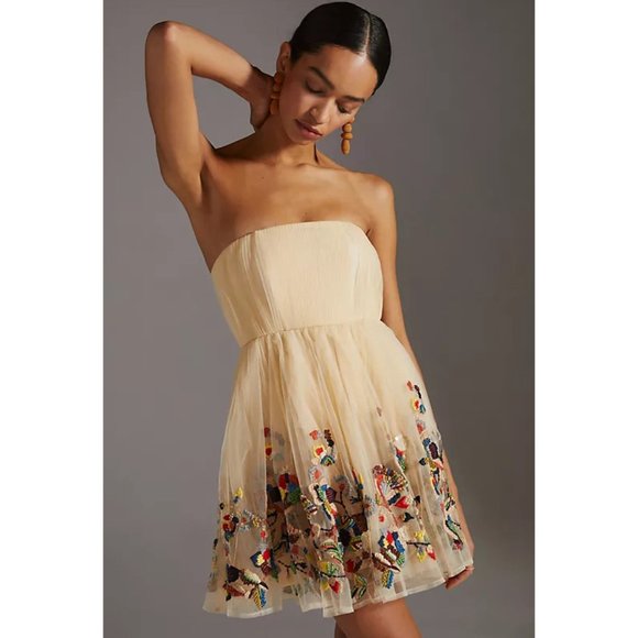 Anthropologie Dresses Nikita Mhaisalkar Floral Embroidered